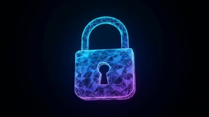 Wall Mural - abstract digital lock symbol for cybersecurity. data protection glowing concept with plexus network,