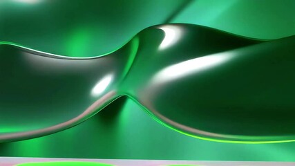 Poster - Abstract Green Liquid Wave Motion: Dynamic Fluid Simulation