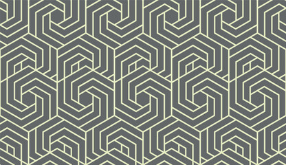 Leinwandbilder - Abstract geometric pattern with stripes, lines. Seamless vector background. Gray and beige ornament. Simple lattice graphic design