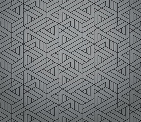 Poster - Abstract geometric pattern with stripes, lines. Seamless vector background. Gray and black ornament. Simple lattice graphic design