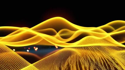 Poster - Golden Waves Abstract Animation: Dynamic Particle Flow