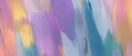 Wall Mural - abstract pastel painting with brush strokes in blue, purple, yellow and pink modern art background w