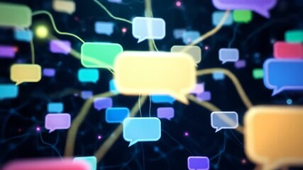 Global Communication Network Abstract Background Featuring Vibrant Chat Bubbles Interconnected. Clean delivery – no audio, full creative freedom

