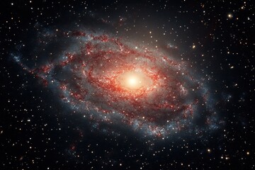 Wall Mural - Crimson Cosmos: A Stellar Journey Through the Vivid Red Galaxy and its Celestial Wonders
