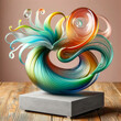 © good-J - Vibrant Glass Art Sculpture with Swirling Colors and Organic Forms