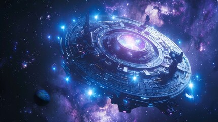 Wall Mural - space abstract si fi background with anstract spaceship in cosmos,