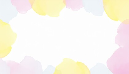 Aufkleber - soft pastel watercolor cloud frame with yellow, pink, and blue abstract brush edges on white background for greeting card, web banner, baby shower invite, or gentle branding design

