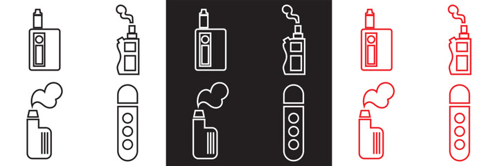 Vaping icon. Vector for websites, mobile interfaces, presentations, banner, visual branding etc. Vector illustration. isolated on white and black background. EPS 10