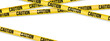 © Julisart - Yellow Caution warning Tapes. Realistic crossed tape for restricted area, danger zone, crime scene. Concept of Police warning overlapping diagonally ribbon on transparent background. realistic style.