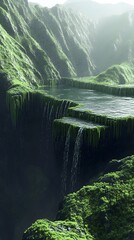 Wall Mural - digital technology green mountains and clear waters new energy power generation illustration poster 