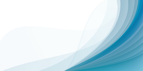 Poster - Abstract white blue background with smooth wave lines, modern elegant design, calm and clean feeling