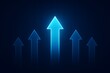 © Sumitra - Blue glowing arrows ascending on dark grid background