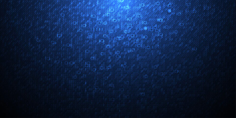 Leinwandbilder - Vector Illustration design. Blue matrix binary datum code, grid pixel pattern background. 0 and 1 numbers of program code. Digital data futuristic technology, computer software programming concept