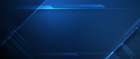 Leinwandbilder - Illustration Abstract Digital technology, light line and blue cyber space background. Vector communication, innovation futuristic technology, connect internet network system, future big data, concept
