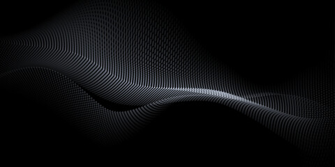 Leinwandbilder - Vector abstract motion, smooth, soft wave line pattern and dot particle. Curve and fluid shape on black background. Illustration modern graphic design for luxury wallpaper or futuristic, technology