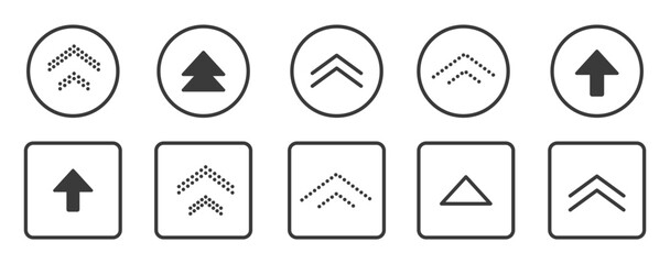 Swipe up icon arrow button, ui scroll symbol. Swipe slide simple minimal line sign. Move button, app interface action. 