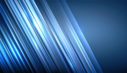 Fototapete -  futuristic blue light beams background with diagonal glowing lines and smooth gradient layers for tech branding, digital wallpaper, print template, or abstract web design