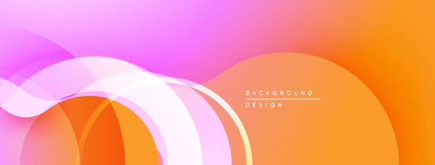 Leinwandbilder - Abstract waves, vibrant colors blend. Orange, pink hues create smooth gradients. Modern design, simple background element.