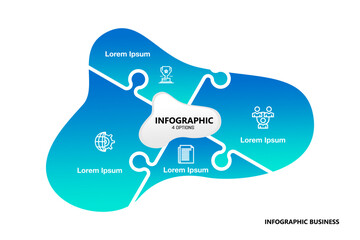 Wall Mural - infographic 4 step with shape puzzle for presentation business and website. vector eps