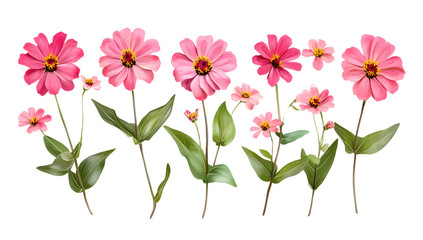 Wall Mural - background featuring isolated summer zinnia flower branches