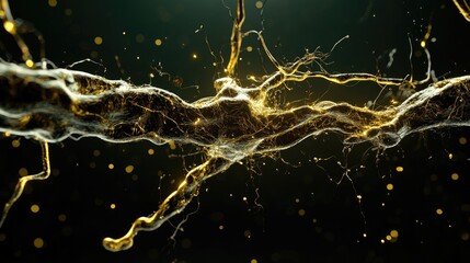Wall Mural - electric data pulses moving through 3d circuits of an abstract neural network