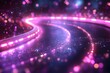 © D - Neon Light Trail on a Futuristic Winding Road Perfect for Digital Art and Design Projects