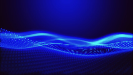 Wall Mural - dynamic and mesmerizing blue wave patterns of light, energy and artistic expression, evoking a sense