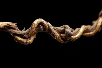 Poster - Twisted vine showcasing intricate texture and color against a dark background