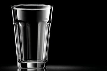 Poster - Clear glass tumbler isolated on a dark background highlighting its shape and design