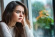 © Maryna - Window Melancholy. Young Depressed Woman Contemplating Rainy Seasonal Depression