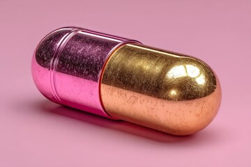 Aufkleber - Brightly colored capsule rests on a pink surface, showcasing elegant design and vibrant texture