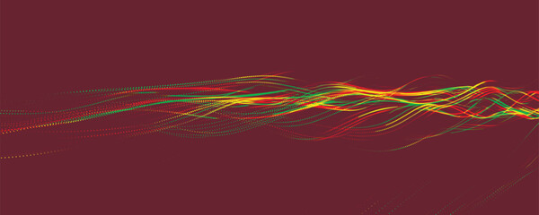 Wall Mural - abstract background with dynamic colorful wave. futuristic dotted wave of bright particles. colorful