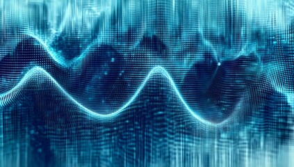 Wall Mural - abstract blue wave background with dots and lines, a high-tech concept of big data or digital techno