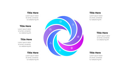 Aufkleber - Circular infographic featuring a gradient design with placeholders for text and icons, representing a visually appealing layout for business presentations, marketing purposes, and educational use