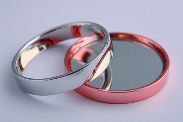 Aufkleber - Reflections of modern design in silver and pink circular surfaces