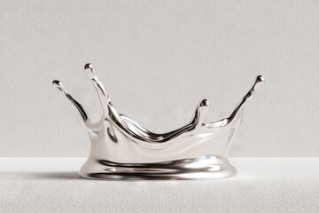 Aufkleber - Silver liquid splash creates elegant crown shape on a light background in a studio setting