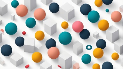 Minimalist abstract 3D geometric pattern of flat and sharp shaped objects against white background