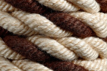 Aufkleber - Textured rope weaving with alternating brown and cream strands ready for crafting projects