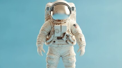 Wall Mural - astronaut using cell phone while in space suit, suitable for use as illustration or concept art