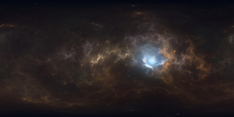 Wall Mural - 360 degree space nebula. giant interstellar cloud with stars, equirectangular projection, environmen