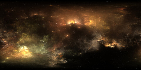 Wall Mural - 360 degree space nebula. giant interstellar cloud with stars, equirectangular projection, environmen