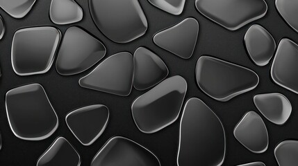 Aufkleber - Dark metallic pebbles set within matte black surface background