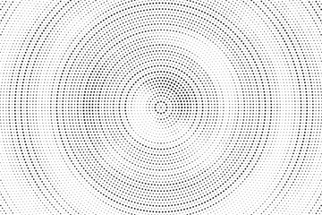 Aufkleber - Radial halftone gradient background. Dotted concentric texture with fading effect. Black and white circle shade wallpaper. Grunge rough vector. Monochrome backdrop