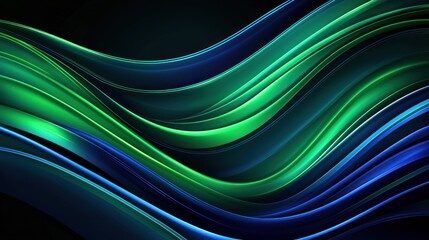 Aufkleber - Abstract flowing waves of green and blue hues prevail