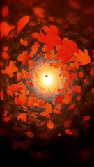 Wall Mural - slow and graceful flow of swirling orange red autumn leaves