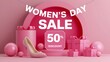 © PX2011 - Women's Day Sale - 50% off: a beautifully rendered image that captures the essence of Women's Day with a festive theme and appealing colors. Perfect for promotions.