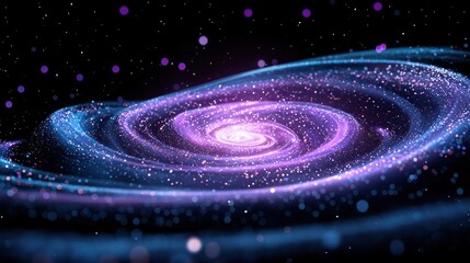 Poster - Stunning spiral galaxy with radiant hues of blue and purple