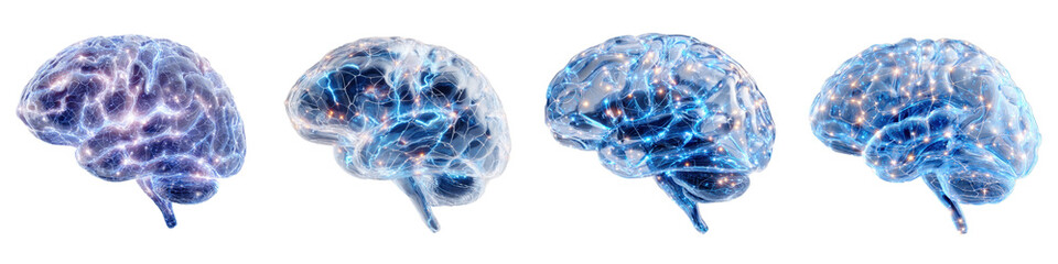 Wall Mural - abstract human brain illustrations with blue neural connections