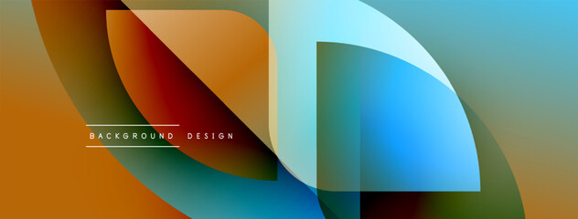 Fototapete - Abstract colorful design. Overlapping shapes create dynamic visual effect. Gradient hues blend smoothly, offering modern aesthetic.