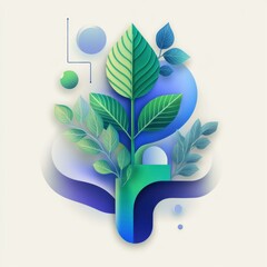 Aufkleber - Abstract illustration of a vibrant green plant growing